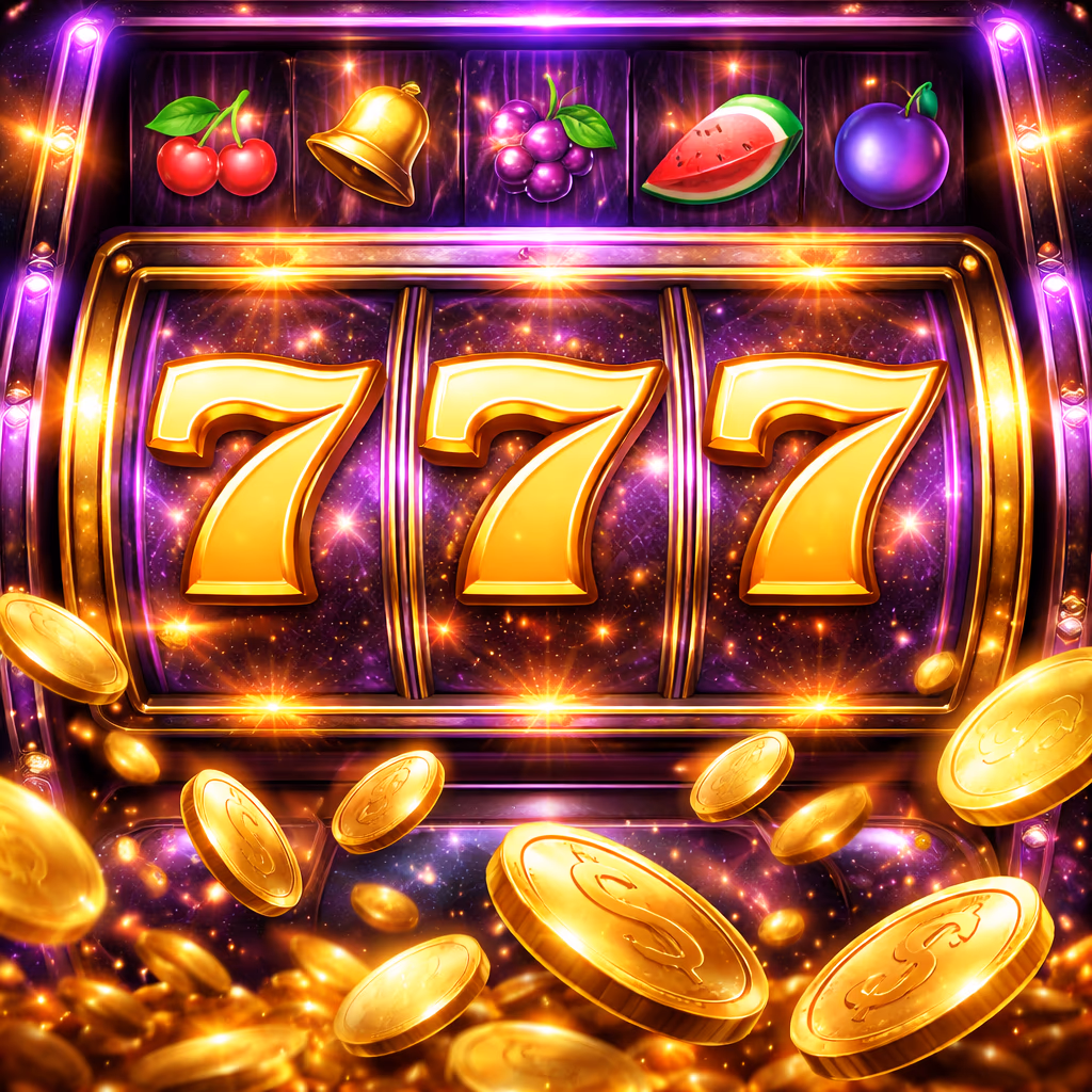 Cheerful player enjoying live slot reels with glowing 777 icons on XE66 gaming platform in Bangladesh